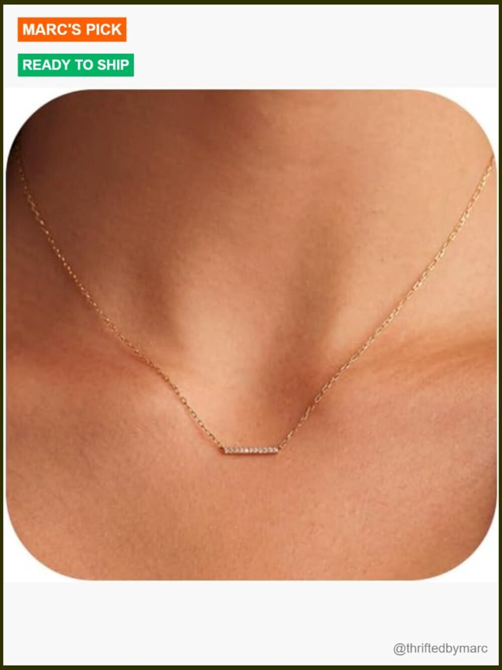 Dainty 14K Gold Plated Pendant Necklace with Cubic Zirconia